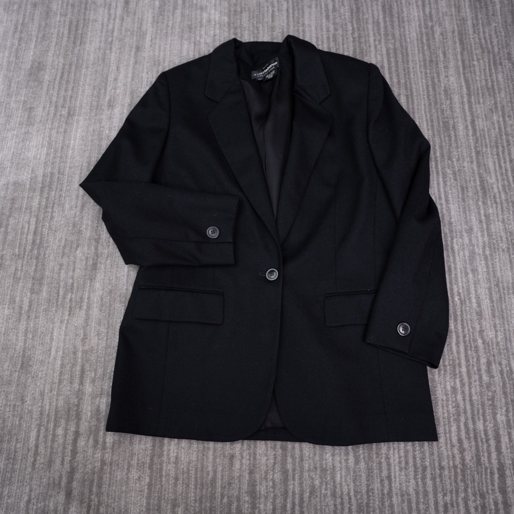 Liz Claiborne Blazer Womens 10P Black Excellent Petite Single Button Suit Jacket